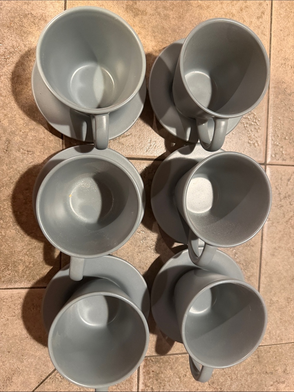 Discontinued IKEA DINERA Matte Grey-Blue Cup & Saucer Set of 6 - Picture 1 of 8